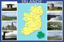 Miniature : Carte postale compose de photos et d'une carte de l'Irlande. 
