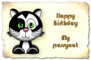 Miniature : Un chat noir et blanc pour souhaiter un joyeux anniversaire mon minou. 