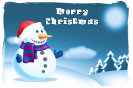 Miniature : Carte postale pour souhaiter un joyeux nol orne d'un bonhomme de neige 