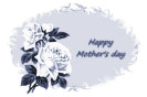 Miniature : Carte postale bleue, d'un bouquet de roses blanches pour la fte des mres. 