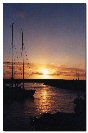 Miniature : Carte postale de bateaux devant un coucher de soleil  la Runion. 