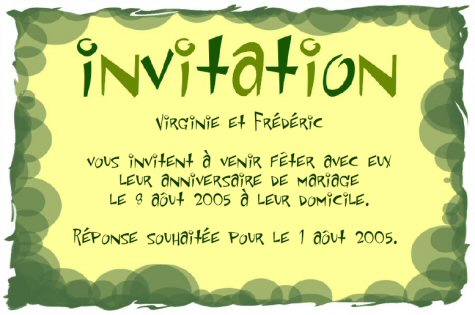 Faire-part de Invitation. Faire part d'invitation  une fte, vert.