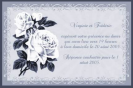 Miniature. Faire-Part : Faire part d'invitation bleu (couleurs modifiables) orn d'un bouquet de roses blanches