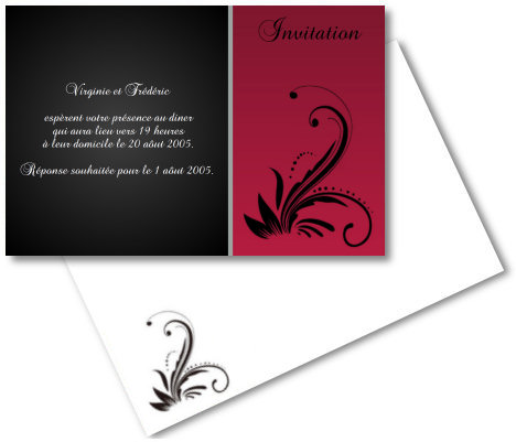 Faire-part de Invitation. Faire part d'invitation noir et rouge (couleurs modifiables).
