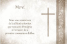 Miniature : Carte de remerciement de communion orne d'une croix.