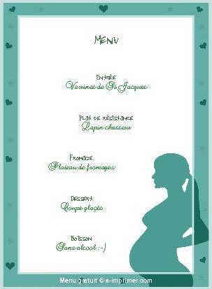Une grossesse  annoncer ? Pourquoi ne pas le faire de faon originale avec ce menu reprsentant une femme enceinte.