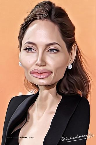 Carte postale caricaturale de Angelina Jolie
