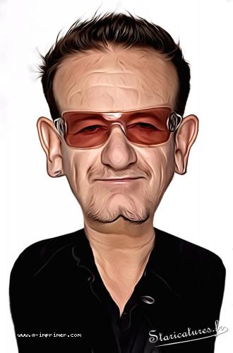 Carte postale caricaturale de Bono de U2