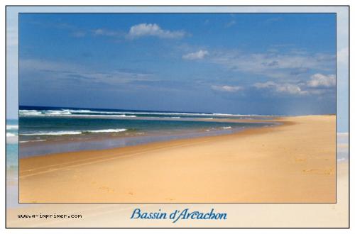 Carte postale d'une plage au bassin d'Arcachon.
