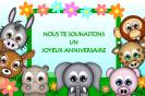 Miniature : Une bande d animaux qui souhaite un joyeux anniversaire.