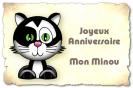 Miniature : Un chat noir et blanc pour souhaiter un joyeux anniversaire mon minou. 