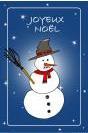Miniature : Carte postale joyeux noël : un bonhomme de neige.