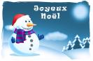 Miniature : Carte postale pour souhaiter un joyeux nol orne d'un bonhomme de neige