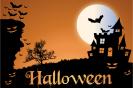 Miniature : Carte postale pour halloween. Chteau hant dans la nuit.