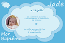 Miniature. Faire-Part : Faire part de naissance bleu (couleurs modifiables), avec photo, representant un nuage.