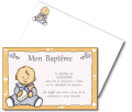 Miniature : Faire part de baptme. Bb tient un biberon.