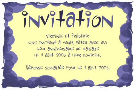 Faire-part de Invitation. Faire part d'invitation  une fte, bleu.