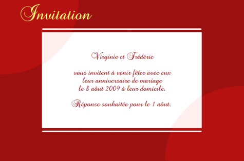 Faire-part de Invitation. Faire part d'invitation rouge et blanc (couleurs modifiables).