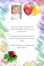 Miniature. Faire-Part : Carte d'invitation colore orne de ballons et d'une coccinelle