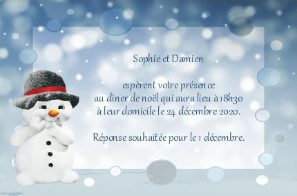 Faire-part de Invitation. Un carton d'invitation pour les ftes de fin d'anne