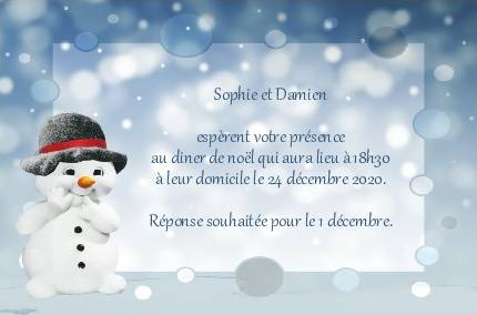 Faire-part de Invitation. Un carton d'invitation pour les ftes de fin d'anne