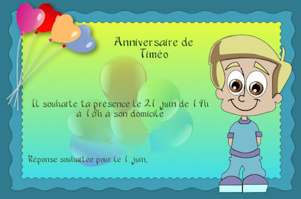 Faire-part de Invitation. Une carte d'invitation orne d'un enfant au choix (fille ou garon)