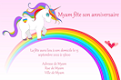 Miniature. Faire-Part : Carte Licorne pour une invitation  une fte d'enfant