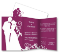 Miniature : Faire-part de mariage romantique compos d'un couple de maris qui s'embrassent. Couleurs modifiables.