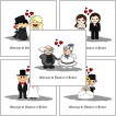 Miniature. Faire-Part : Faire-part de mariage carr orn de personnages sur la couverture