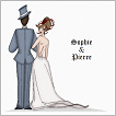 Miniature : Faire-part de mariage carré orné de mariés sur la couverture