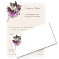 Miniature : Faire part de mariage rose, orn d'un bouquet violet.