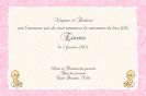 Miniature : Faire part de naissance sobre, rose, compos de 2 petit bbs en dessin.