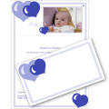 Miniature. Faire-Part : Faire part de naissance, avec photo, orn de coeurs bleus.