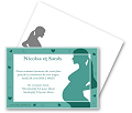 Miniature : Faire part de naissance vert (couleurs modifiables) ou d'annonce de grossesse representant une femme enceinte.