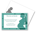 Ajouté le 16/05/2014 Miniature : Faire part de naissance vert (couleurs modifiables) ou d'annonce de grossesse representant une femme enceinte.