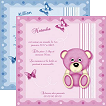 Miniature. Faire-Part : Faire part de naissance de couleurs diffrents orn d'un nounours et de deux papillons.