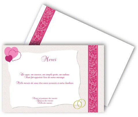 Faire-part de Remerciements/Mariage. 