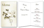 Miniature : Menu orn d'un bouquet de roses blanches.