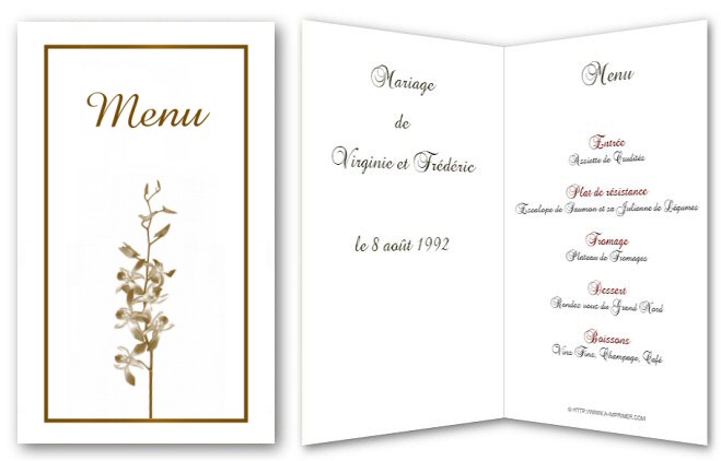 Menu orn d'une orchide.