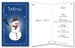 Miniature : Menu bleu nuit orn d'un bonhomme de neige.