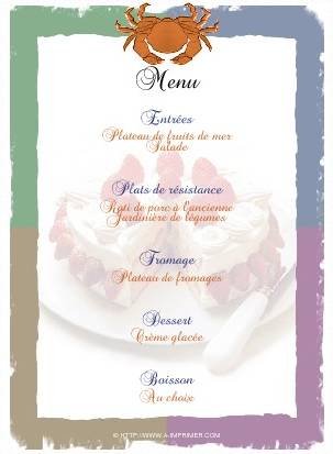 Menu orn d'un gateau (fraisier).