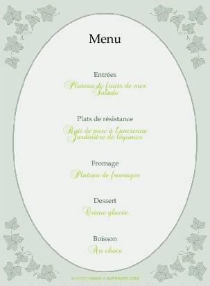 Menu multicolor orn de lierre.