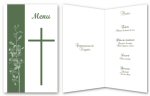 Miniature : Menu vert pour communion ou repas religieux orn d'ne croix.