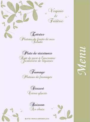 Menu orn de feuilles vertes.