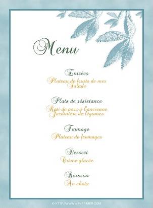 Menu multicolor automnal compos de feuilles bleues.