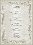 Miniature : Menu multicolor orn d'un cadre fleuri.