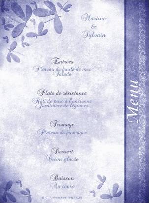 Menu multicolor orné de feuilles.