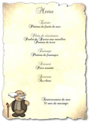 Menu pour fter l'anniversaire (par exemple) d'un grand-pre