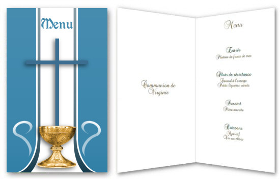 Menu bleu pour une communion