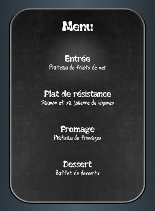 Un menu simple imitation ardoise